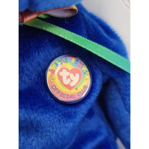 TY 1999 CLUBBY the ROYAL BLUE BEAR BEANIE - Picture 4 of 10